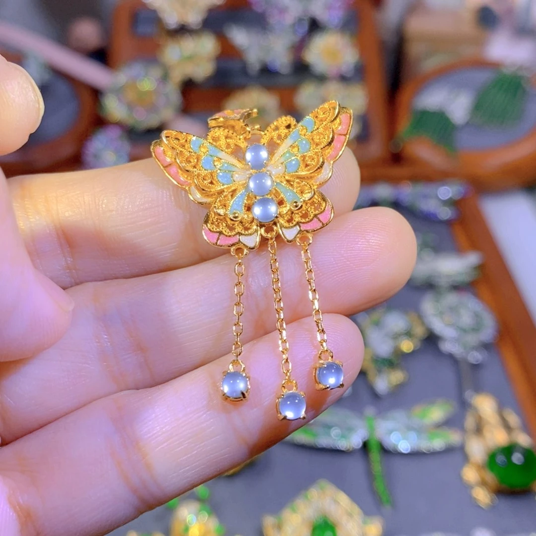 颈饰银S925镶嵌翡翠