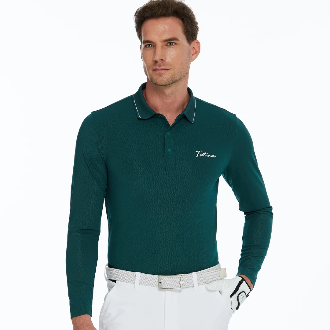 新款高尔夫男装翻领长袖T恤秋季高尔夫服装男速干运动polo衫上衣