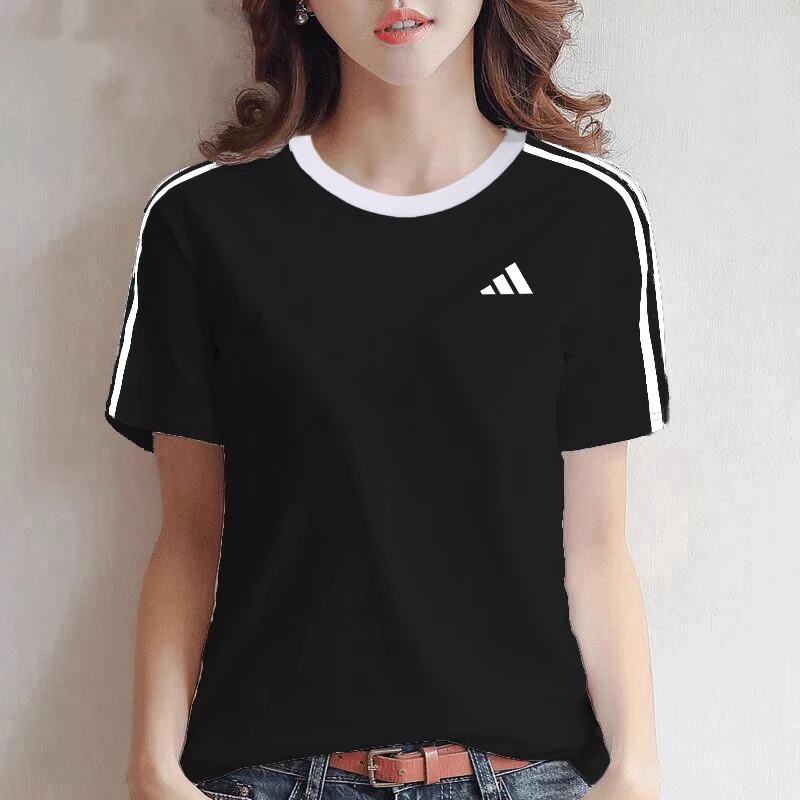 Adidas阿迪达斯黑色短袖女DANCE TEE1休闲圆领T恤透气半袖 JY7612