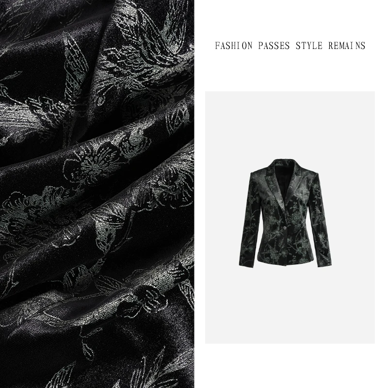 KADIMIYA法式复古印花收腰西装外套重工提花休闲西装上衣