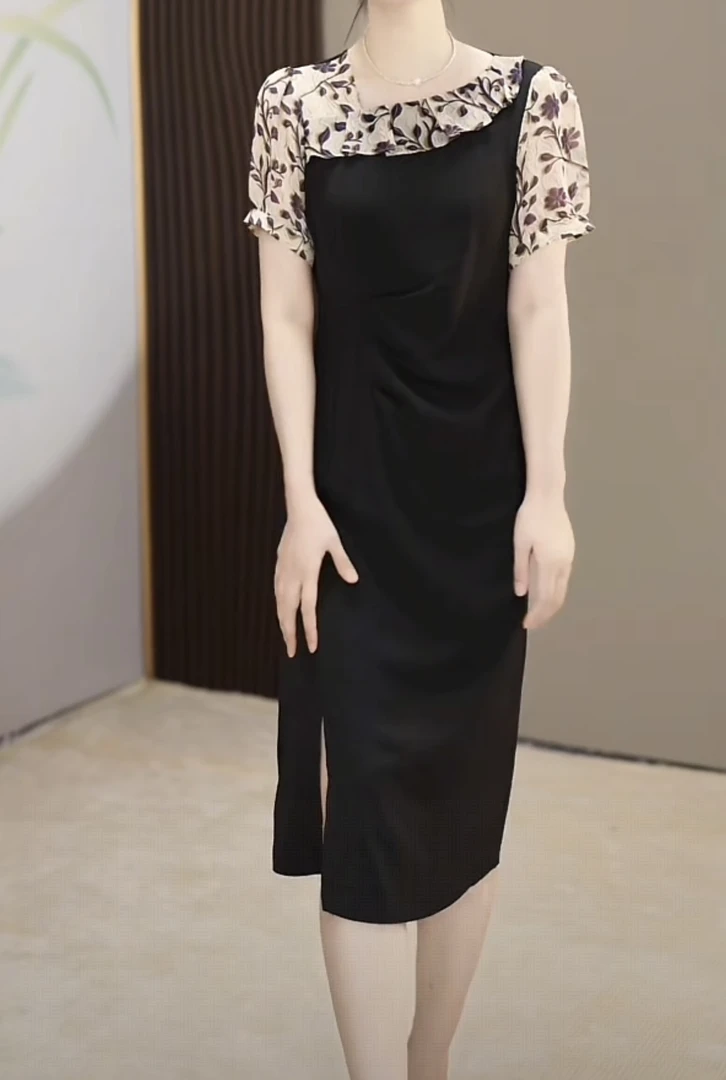 A0676时尚轻奢精致收腰显瘦连衣裙