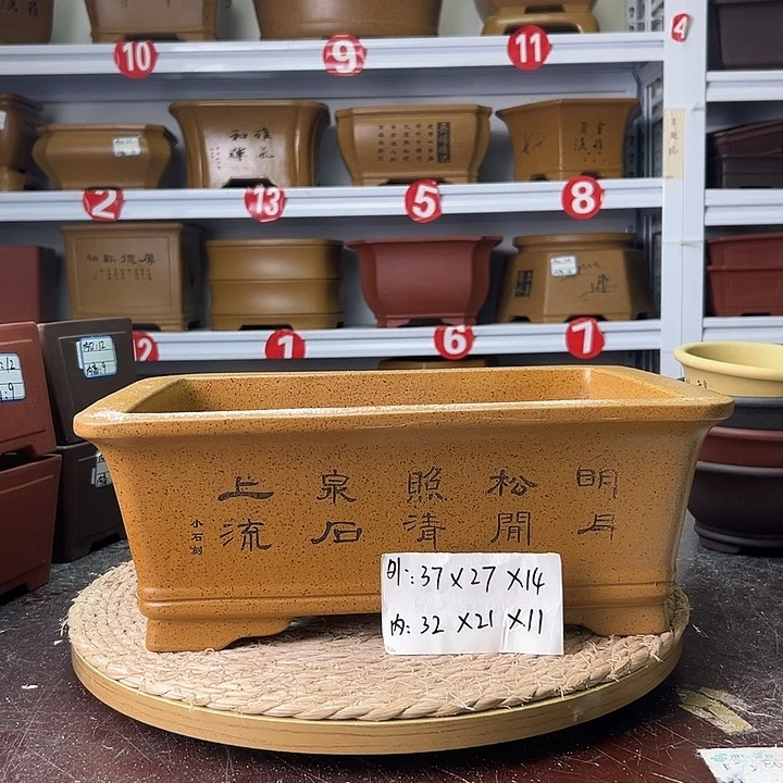 紫砂花盆蛇年大吉