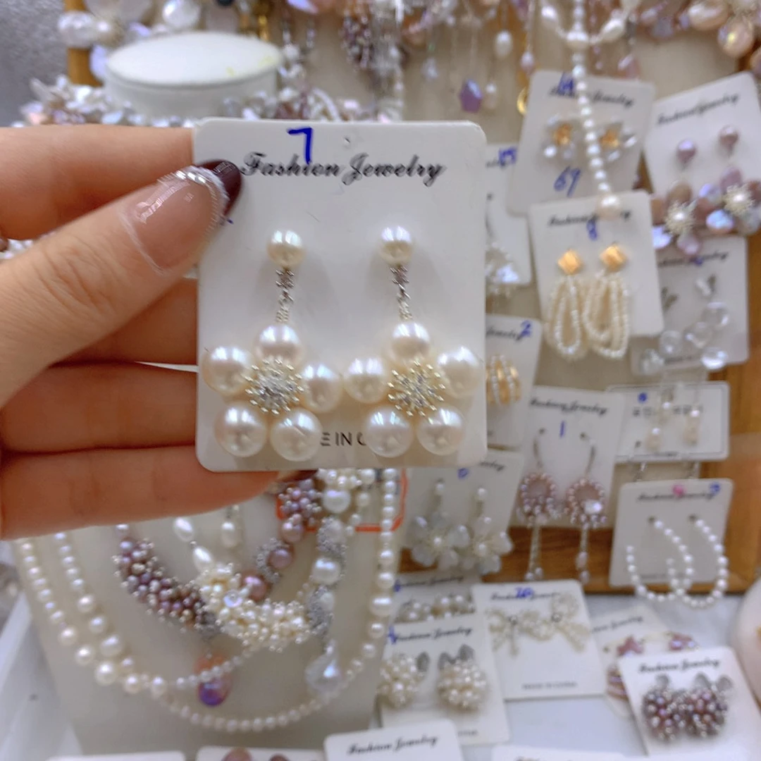 淡水珍珠耳饰银S925镶嵌