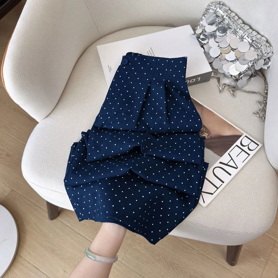 山本多巴胺波点裤女夏季薄款高腰显瘦阔腿裤休闲裤收腰百搭直筒裤