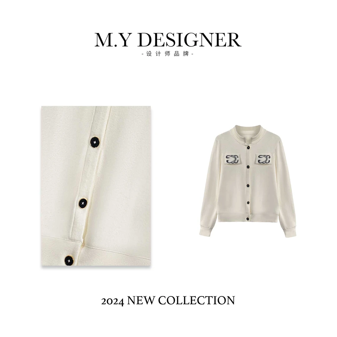 M.Y媛总 2024秋季轻奢时尚开衫T恤显瘦休闲潮流个性上衣#65025