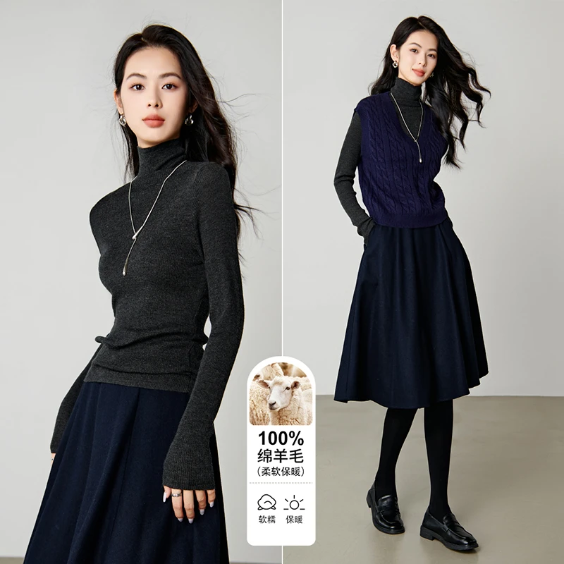 【新品】2025冬高领上衣百搭套头衫女25052580
