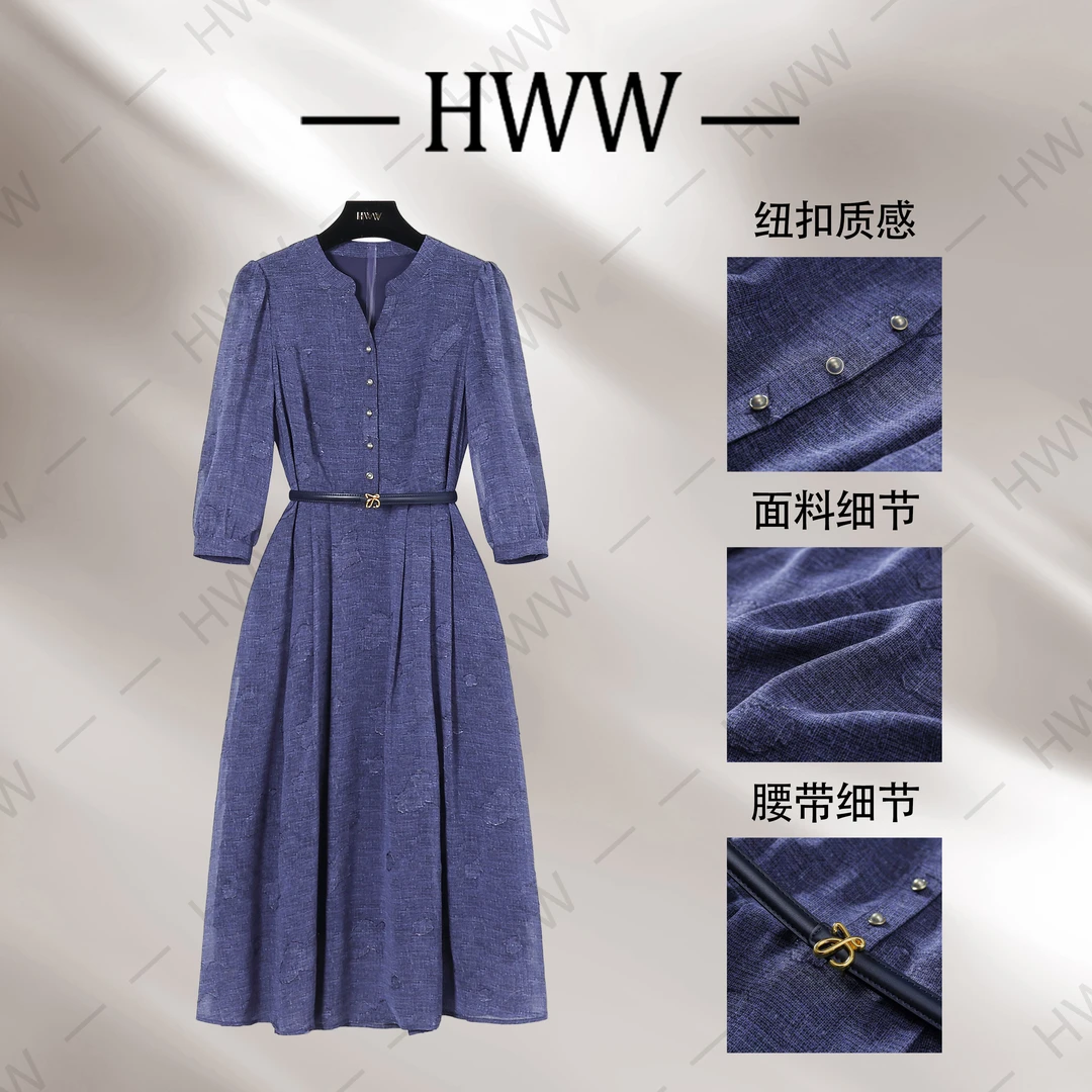 【赫尔温】设计款蝶翅蓝时尚收腰显瘦连衣裙DHZZR50494