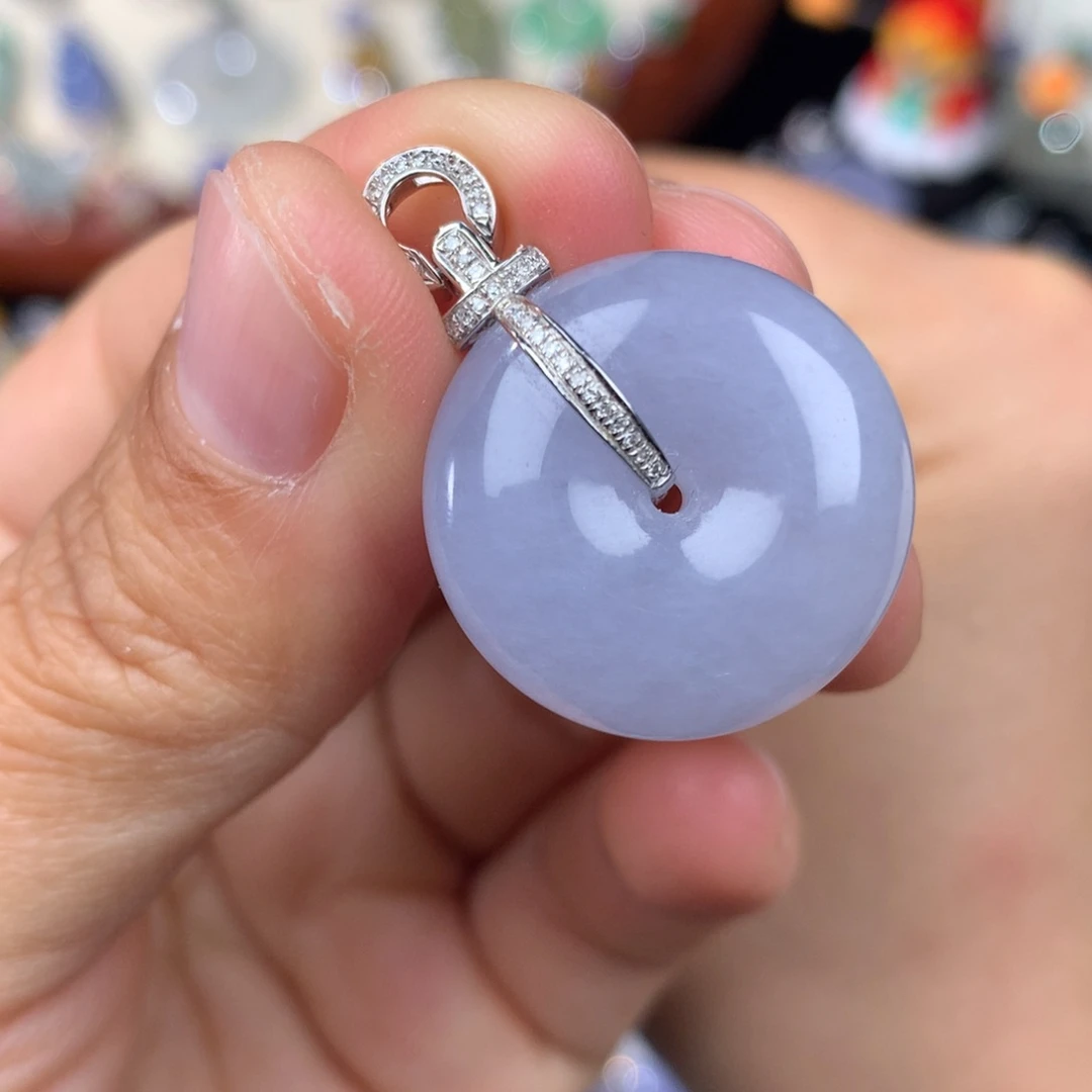 翡翠吊坠(不含链)18K金镶嵌