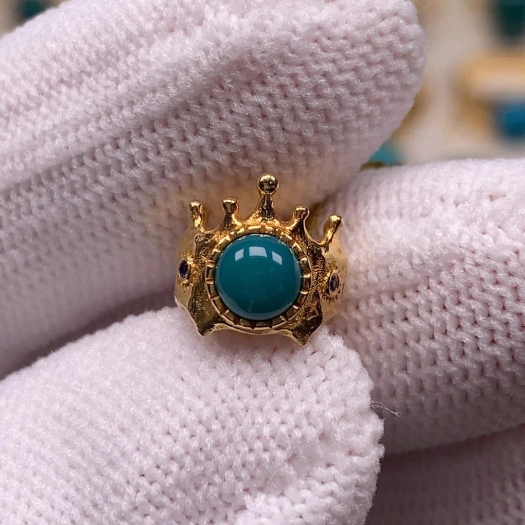 18K金镶嵌绿松石皇冠Aa411//8mm