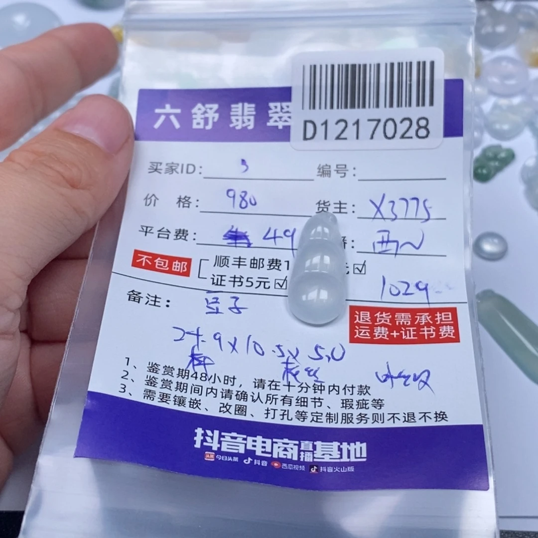 ，***翡翠未镶嵌吊坠(不含链)D1217028