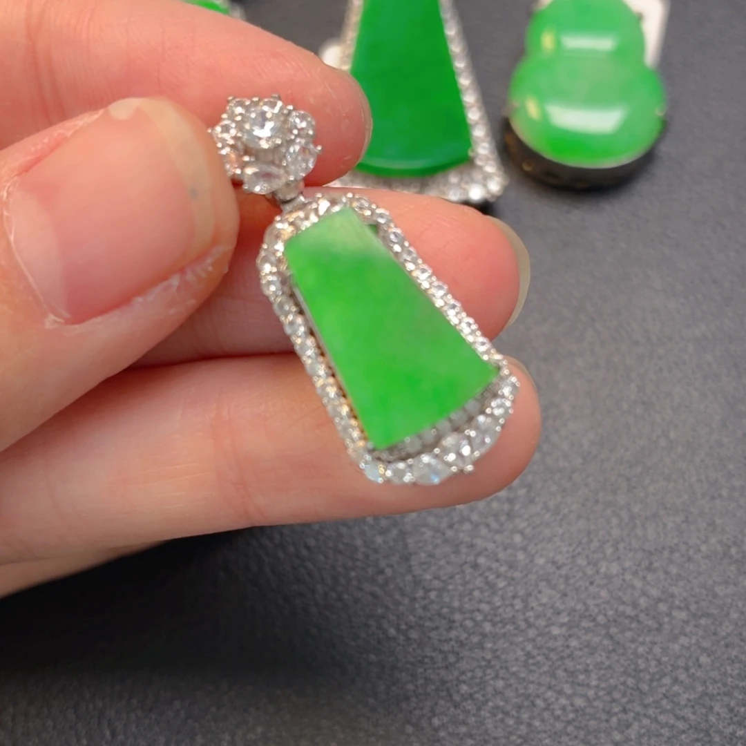 翡翠银S925镶嵌吊坠(不含链)