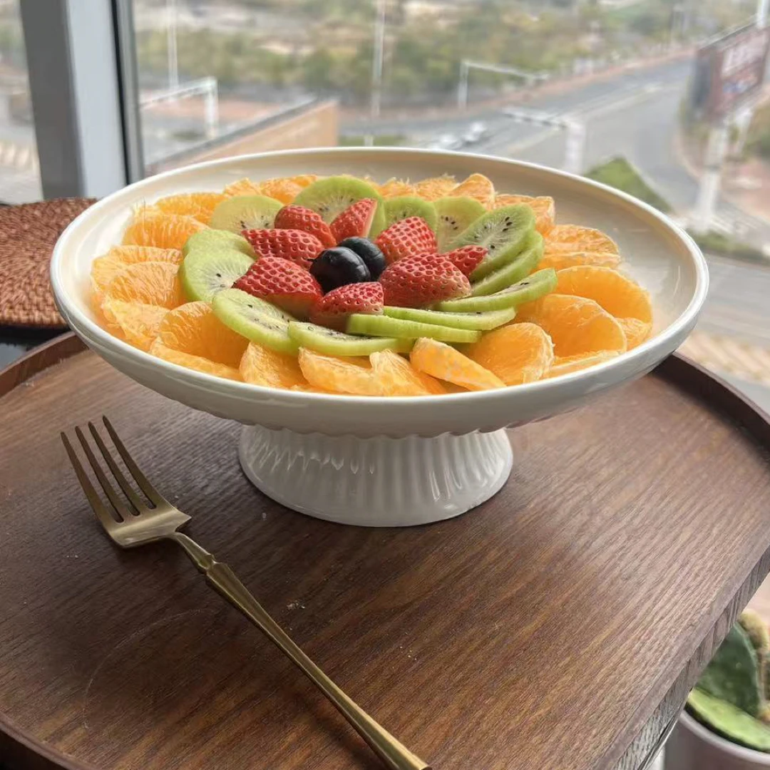 大号高脚盘蛋糕托盘创意陶瓷水果托盘下午茶点心托盘 微瑕