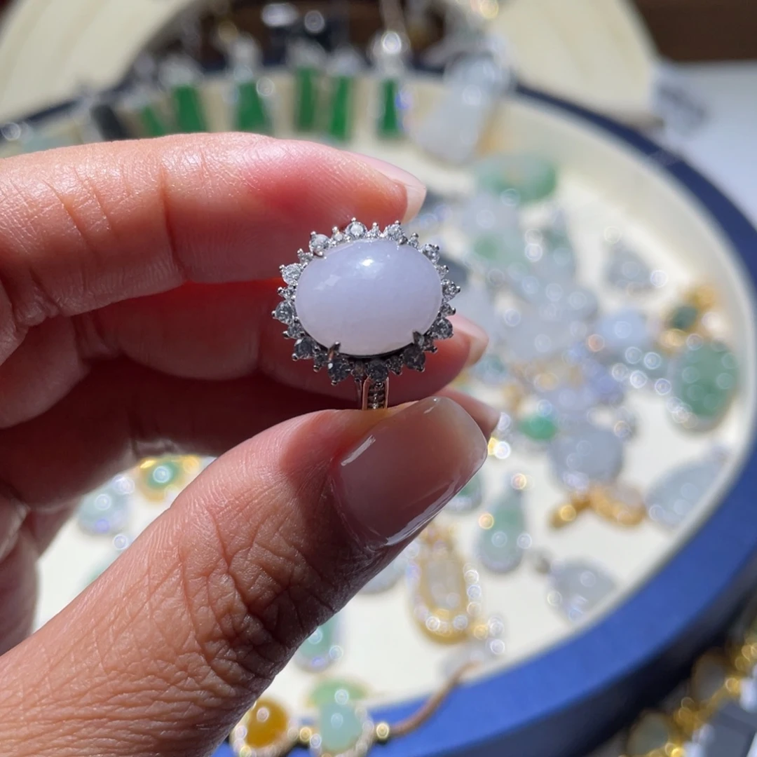 颈饰银S925镶嵌翡翠戒指