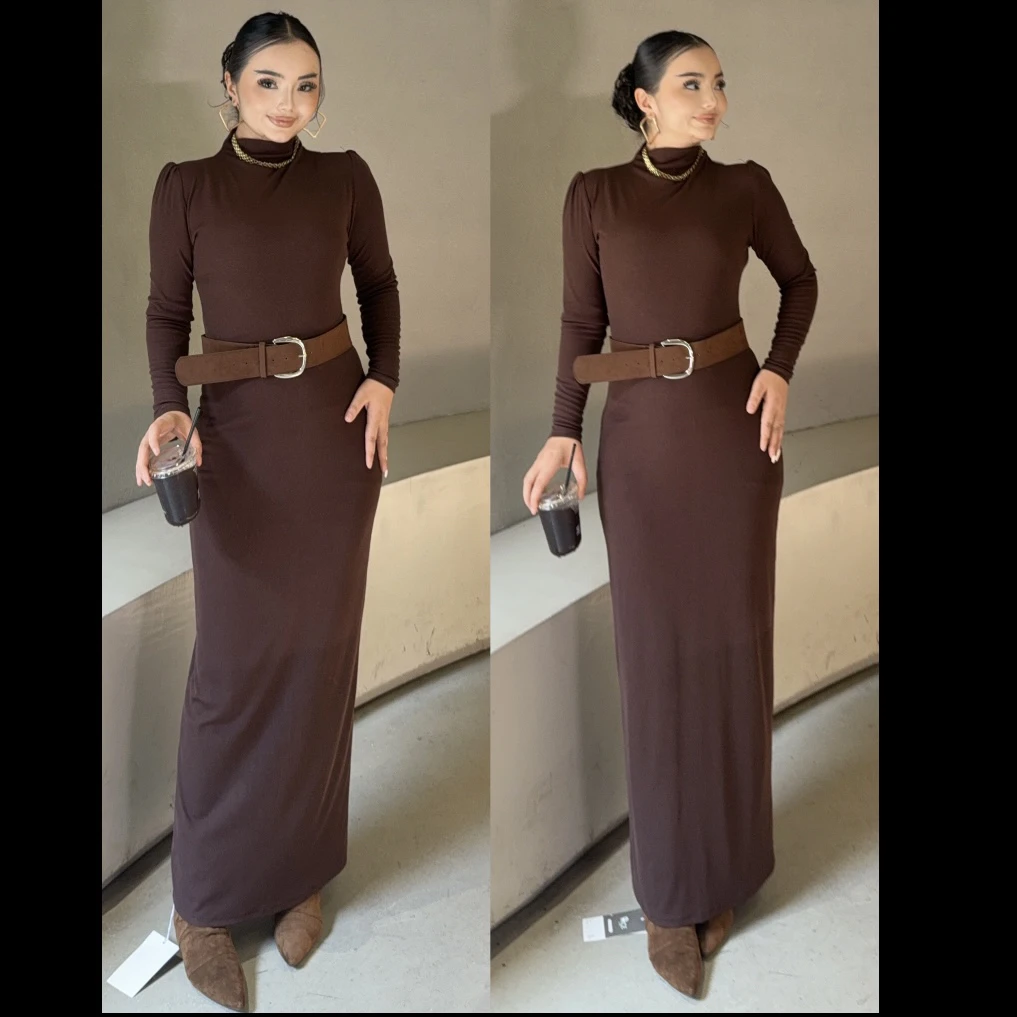 Rayhon长袖连衣裙高弹显瘦百搭长款适合多季穿着