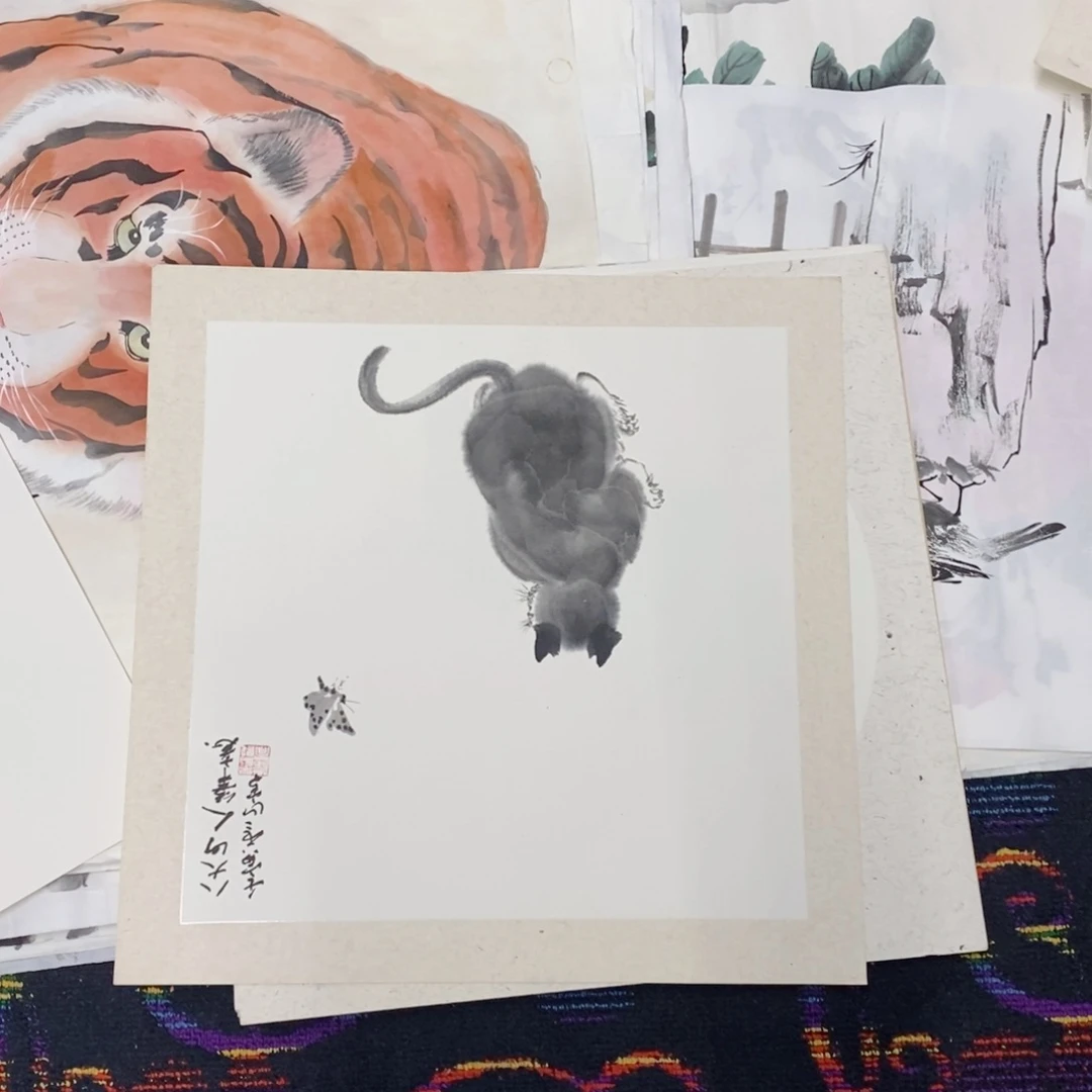 国画在**情斗方卡纸30张打包朱