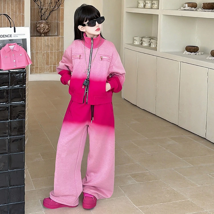 大童女装8-12岁洋气款儿童春装套装2026女童炸街潮服渐变卫衣长裤