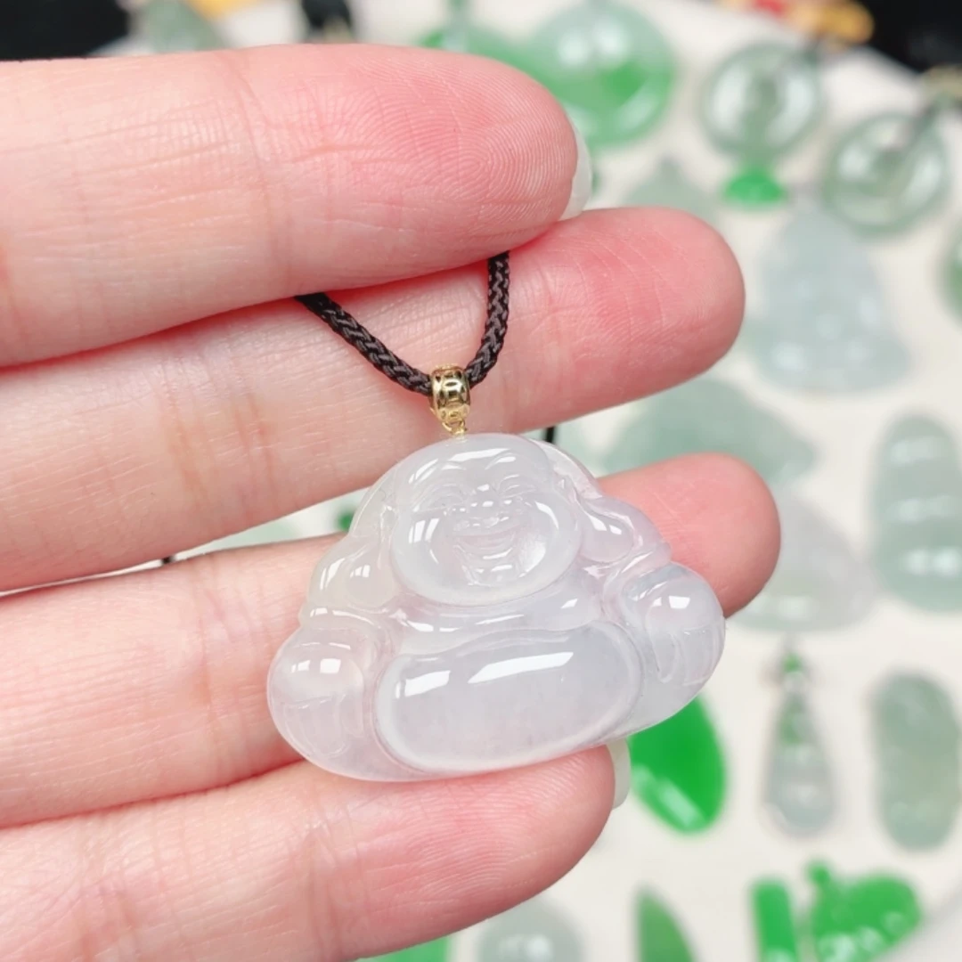 翡翠18K金镶嵌颈饰缅甸天然A货翡翠