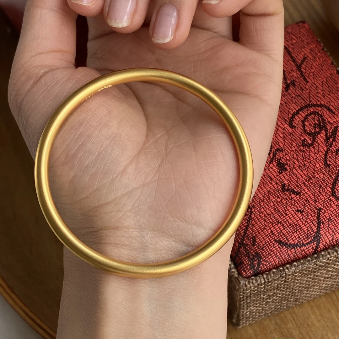 铜合金手镯 古法金哑光传承手镯实心素圈国潮气质时尚百搭简约