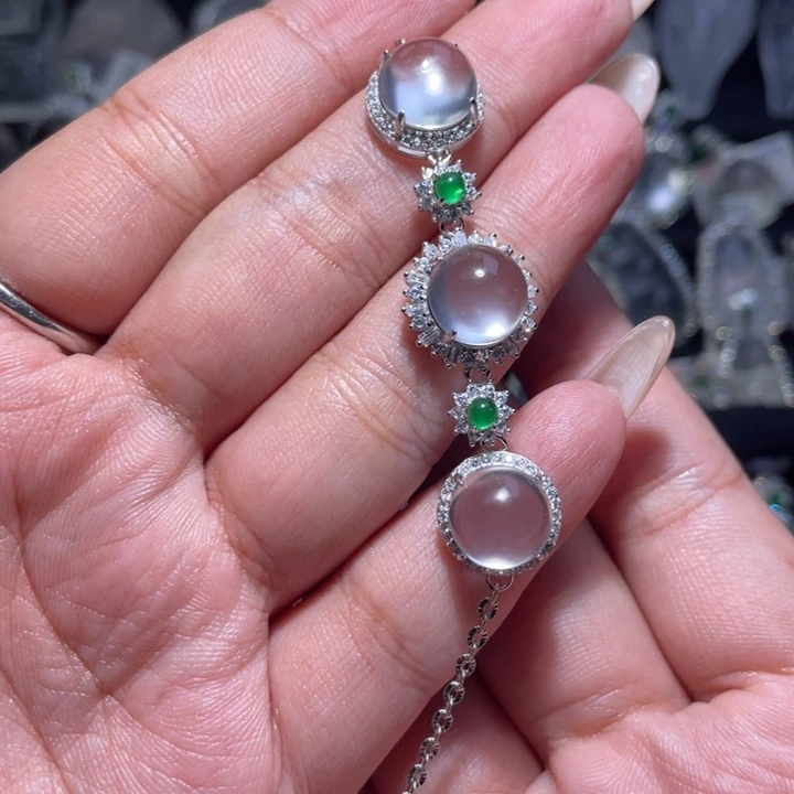 石英质玉银S925镶嵌颈饰