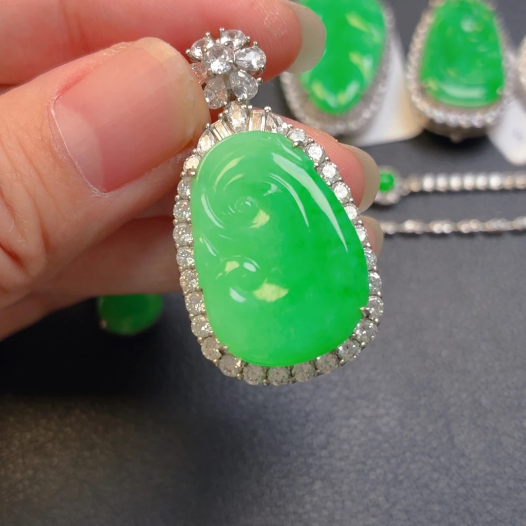 翡翠银S925镶嵌吊坠(不含链)