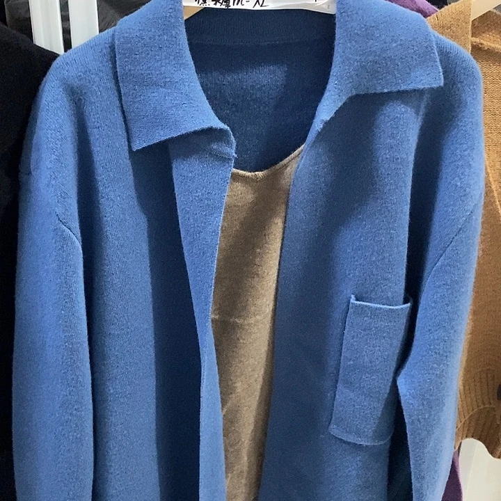 颜色随机纯羊毛衬衣领外套