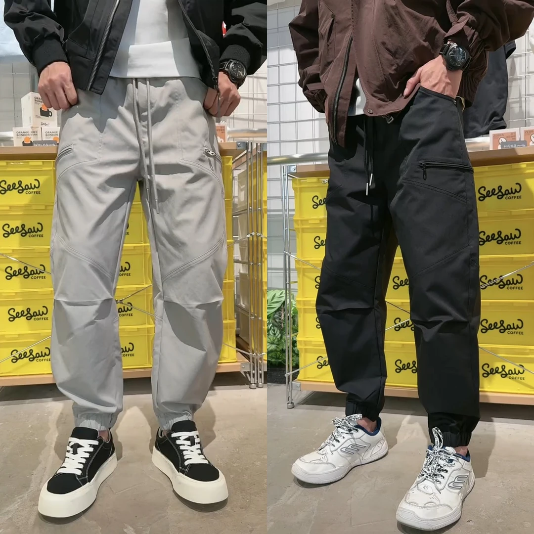 户外运动工装裤男士休闲束脚宽松潮流百搭大口袋拉链设计感休闲裤