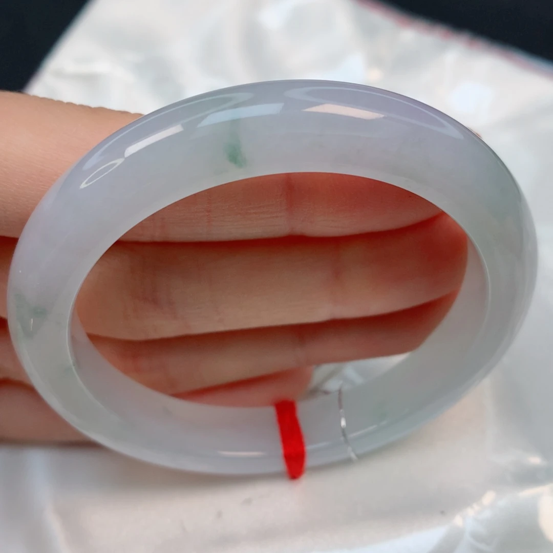 未镶嵌手镯翡翠51.8正圈，细条冰胶淡粉底，017