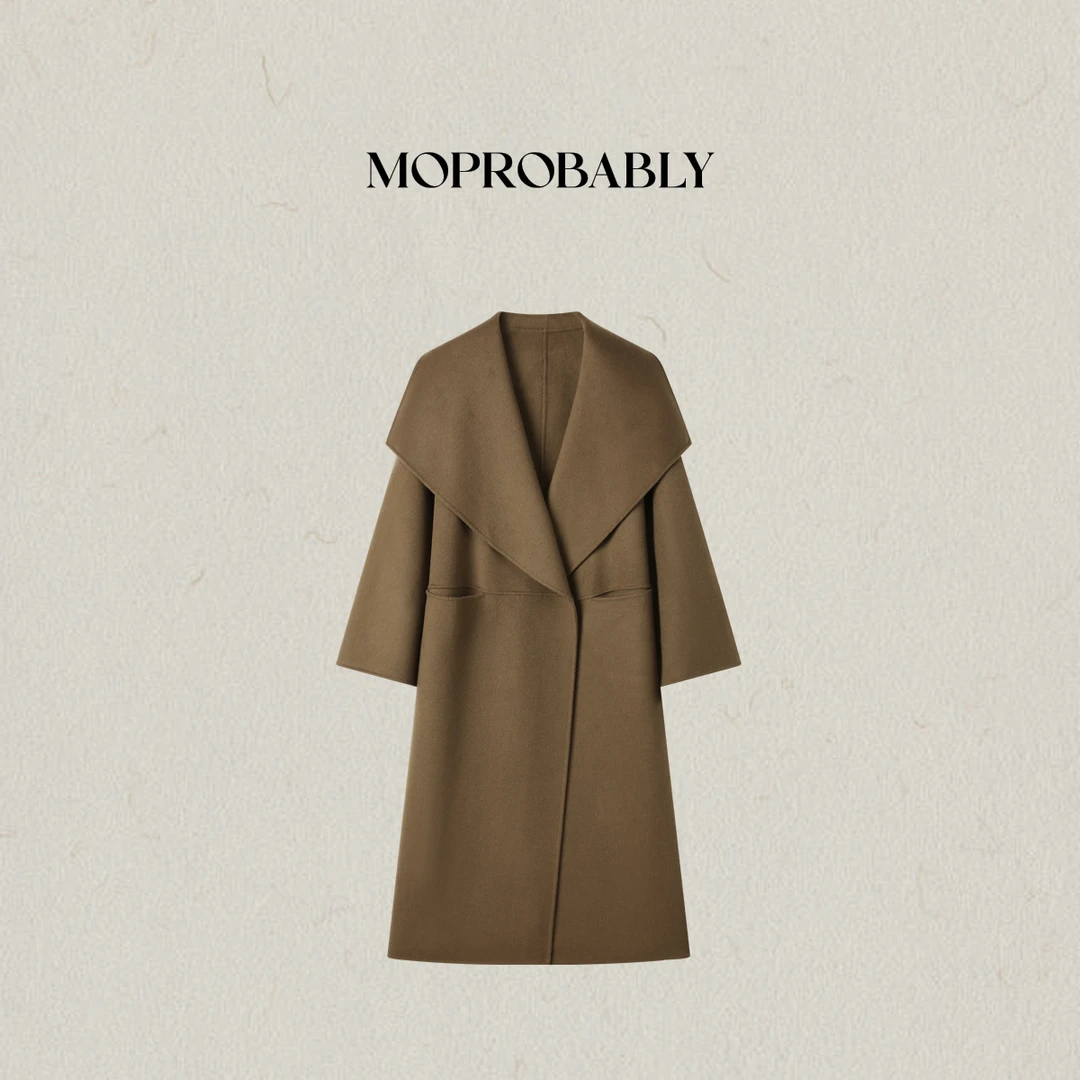 Moprobably李予诺「托特」"100%绵羊毛"气质长款双面呢外套L5360009