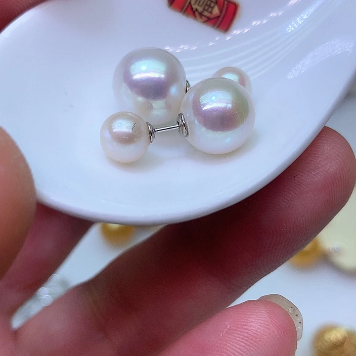 银S925镶嵌耳饰淡水珍珠