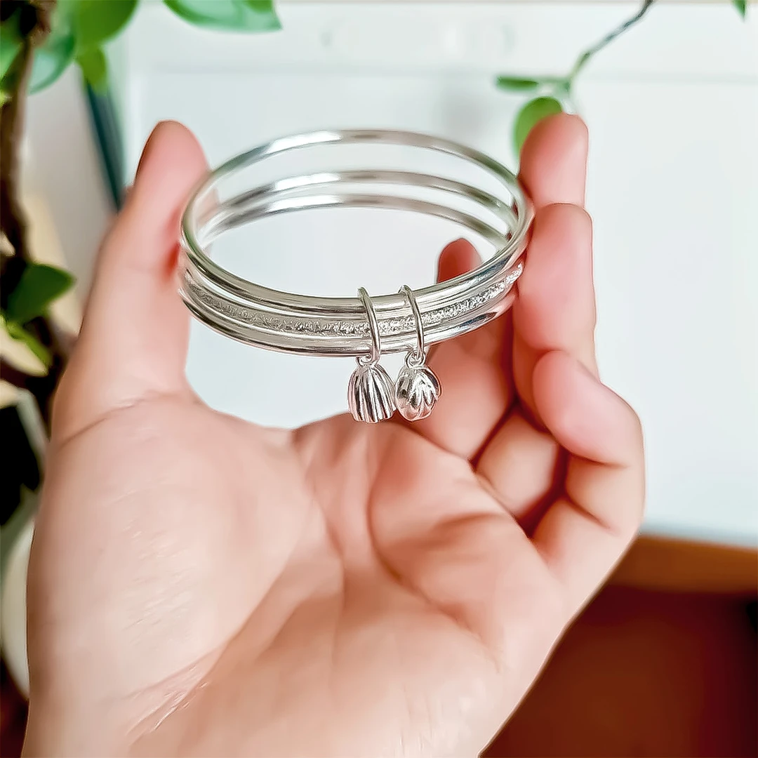 足银手镯 足银手镯 b103传承三生三世两世欢手镯莲子磨砂闭口35