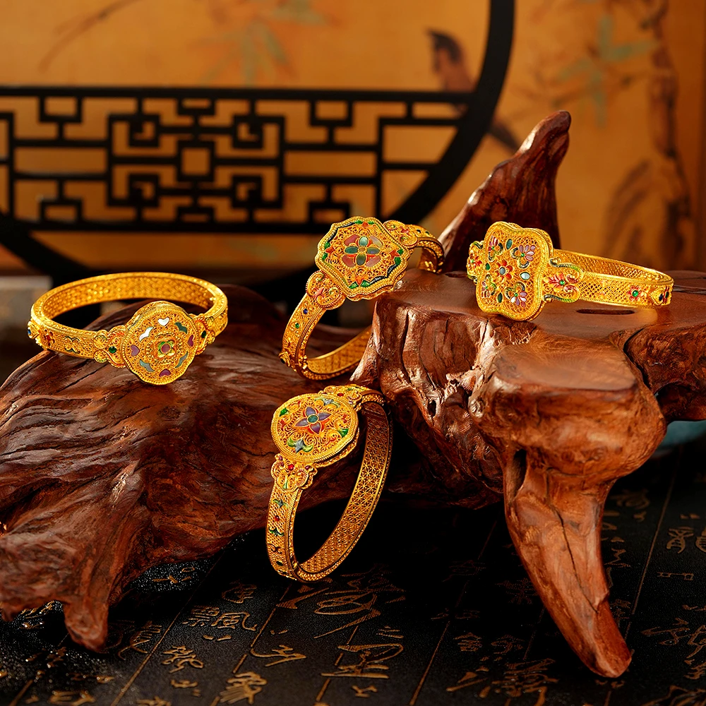 鳳悦匠  古法螺钿手镯复古民族风镯子传承国潮黄金
