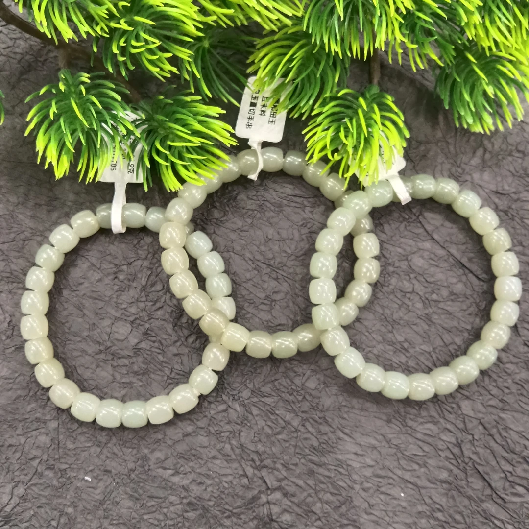 新疆和田玉且末料青白玉卡7*8直切手串 多样性发其一 大气百搭