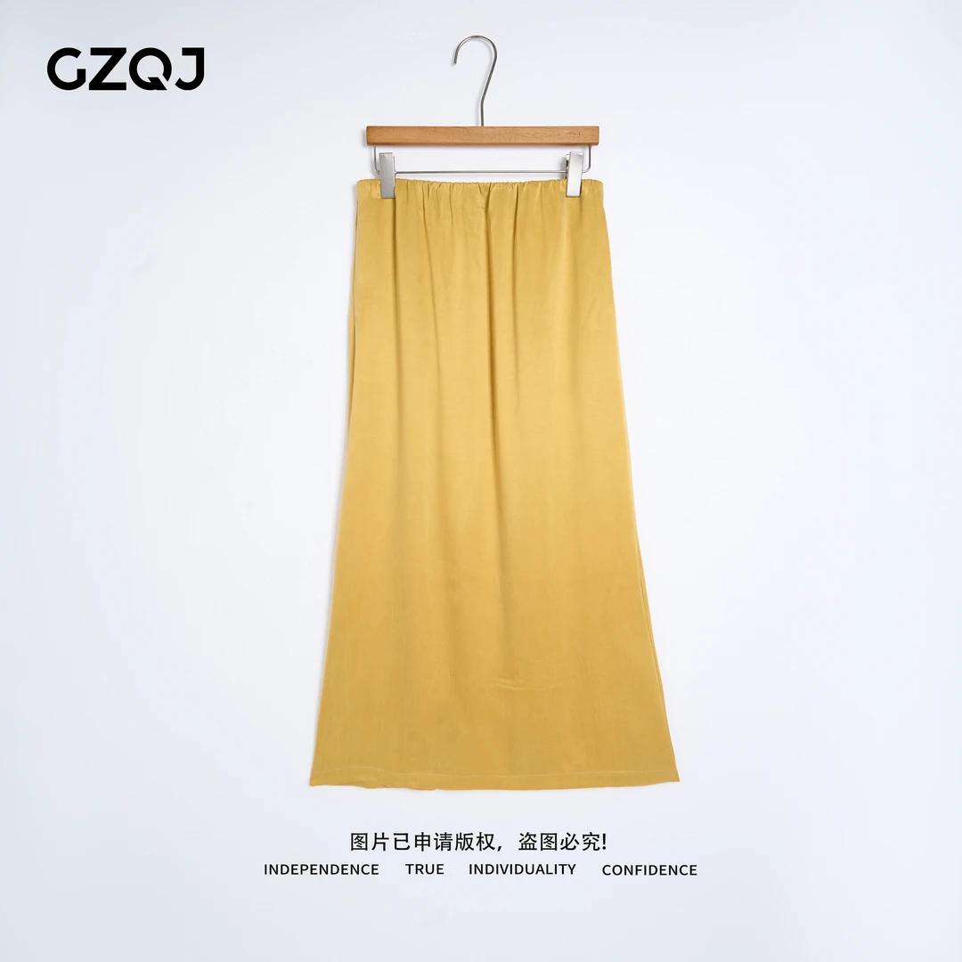 广州琴姐【轻氧漫垂】原创设计时尚纯色垂感高腰显瘦半身裙女夏1174
