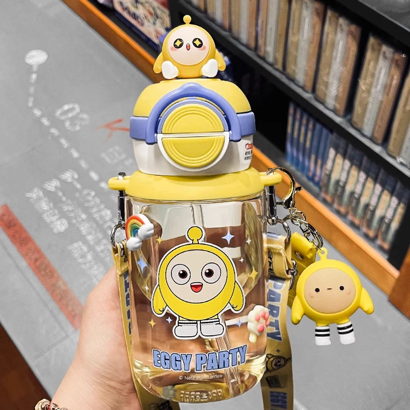蛋仔派对儿童水杯男孩上学专用水壶夏天tritan吸管杯2025新款杯子