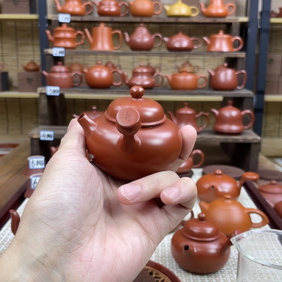 ****运茶壶紫砂潮州朱泥侧把壶