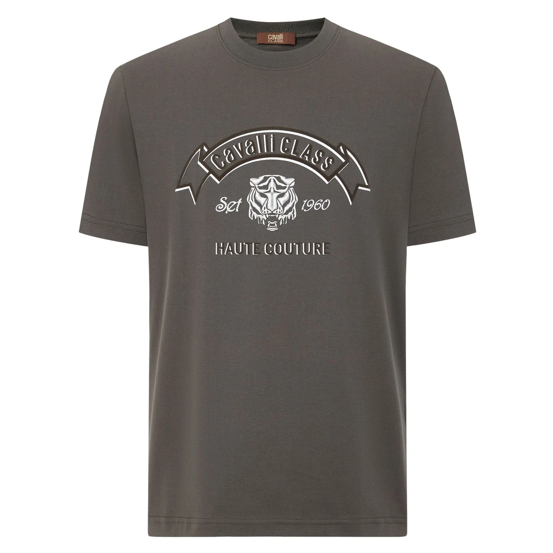 Cavalli Class25夏短袖圆领男虎头标植绒印花常规版100棉 RWC438