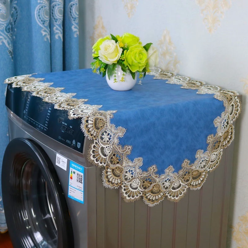 （70*130cm)凤尾花边防水防油盖巾冰箱洗衣机防尘布防尘罩