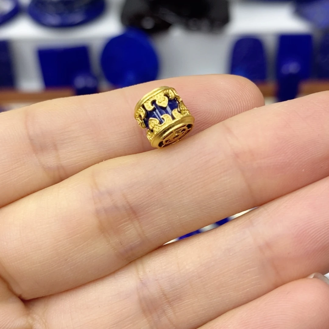 青金石颈饰银S925镀金镶嵌