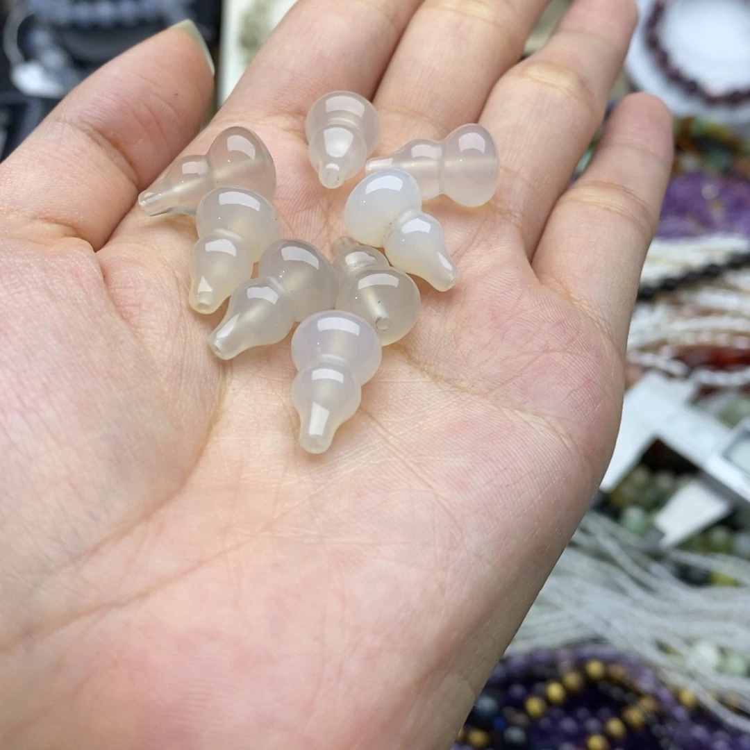 未镶嵌玛瑙/玉髓珠宝半成品4个装纯天然白玛瑙葫芦