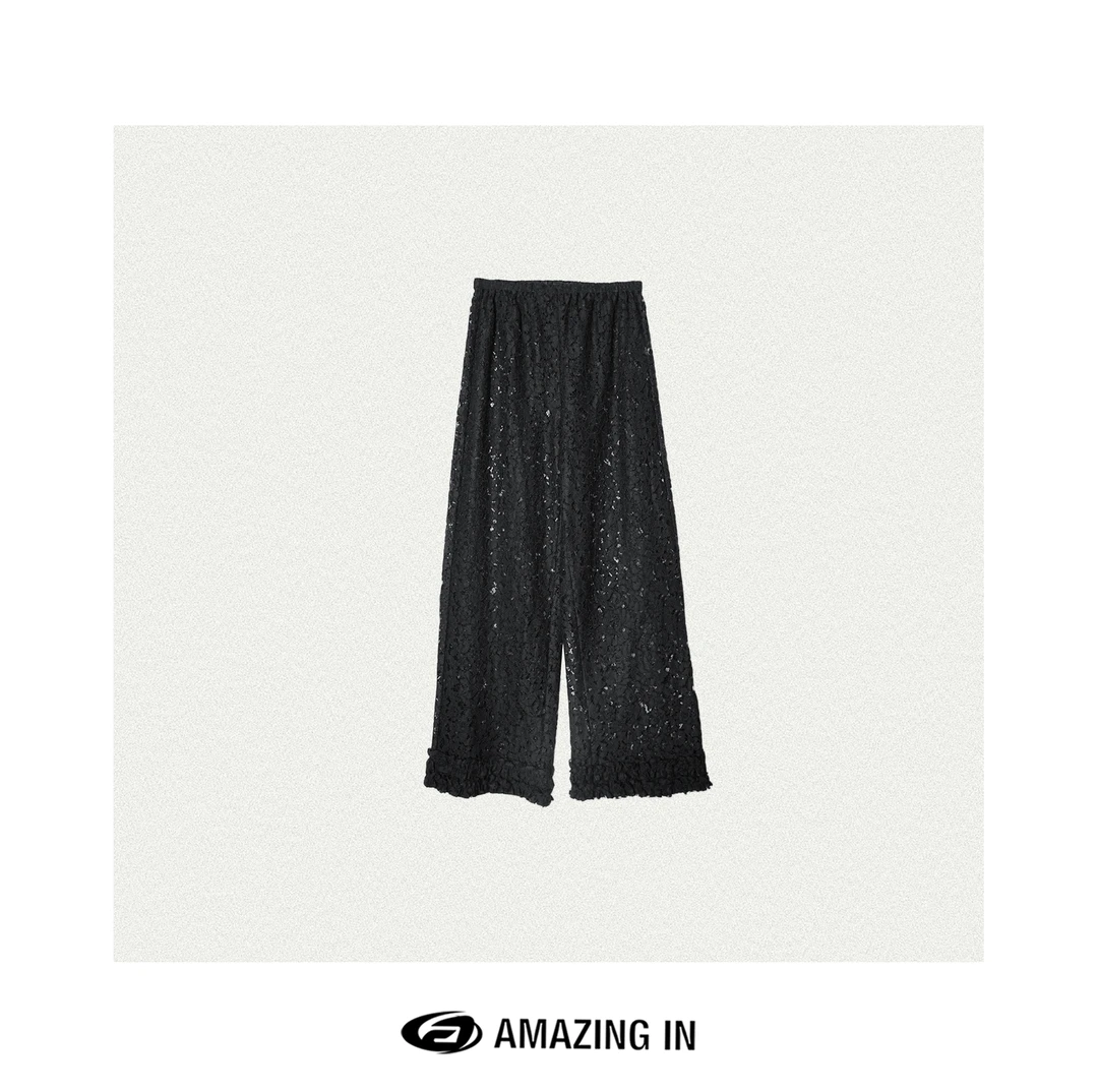 AMAZING IN | 棉质 | 镂空蕾丝纯色休闲裤女 A250311-GZBG-96097