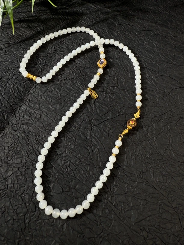 【盛仟珠宝】朝花｜和田玉长链万能链6mm时尚美观by_047