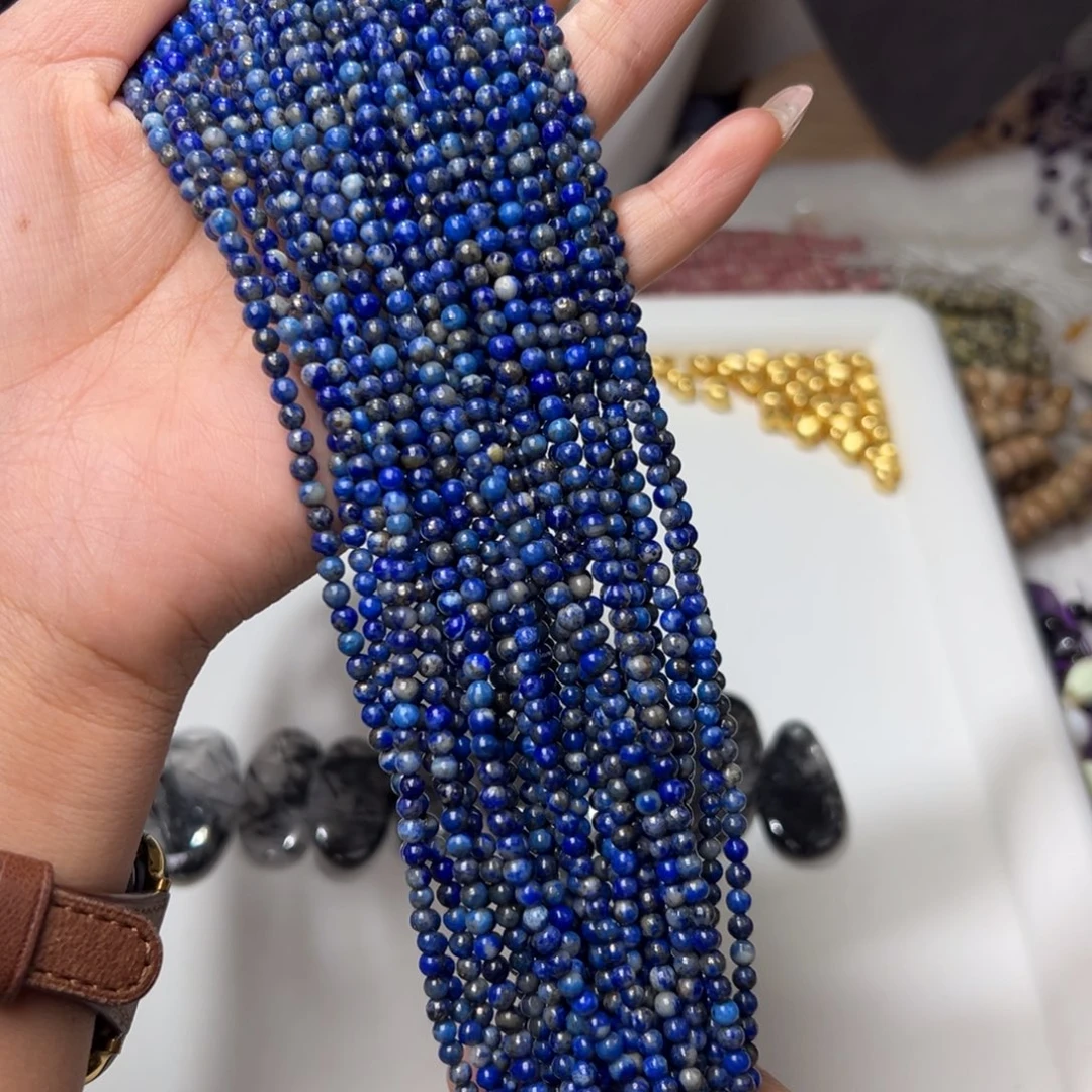 玛瑙/玉髓合金珠宝半成品I177/青金石圆珠一条