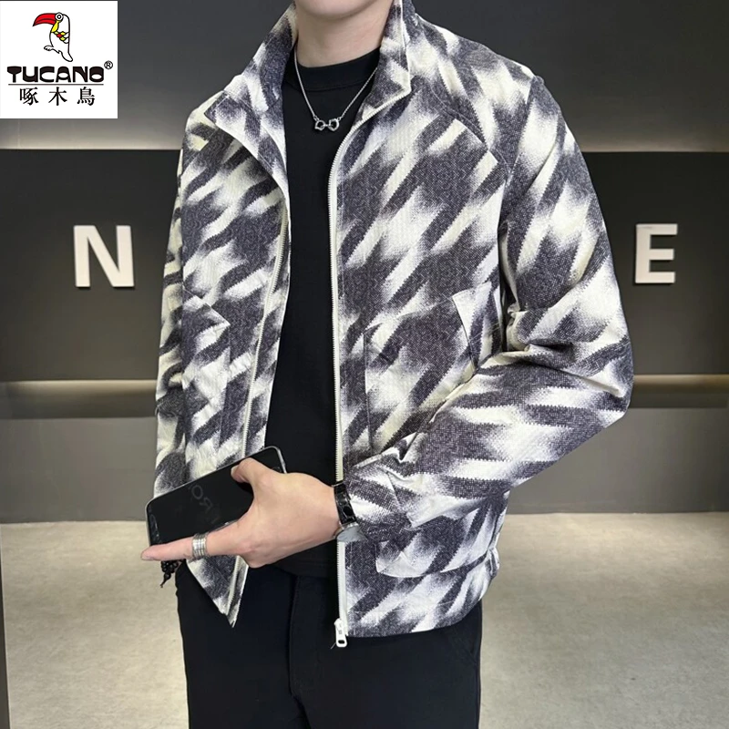TUCANO/啄木鳥立领夹克男春秋季迷彩外套设计感潮流男装褂子上衣