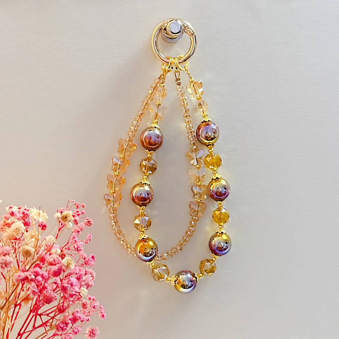 197咖色双链手机链