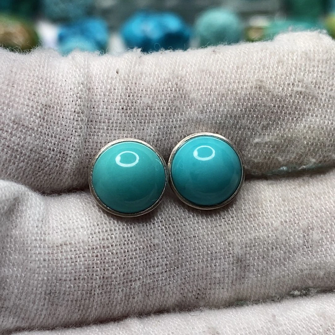 绿松石银S925镶嵌天然原矿 带武汉地大证书