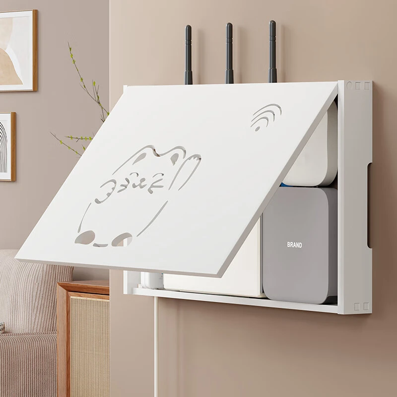 多媒体遮挡箱客厅无线路由器电表箱收纳盒壁挂免打孔装饰画集线盒