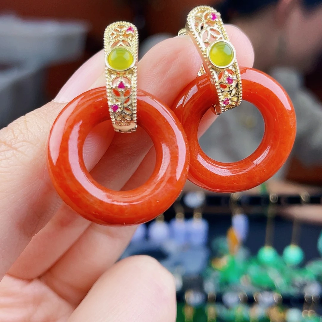 翡翠未镶嵌耳饰饰品