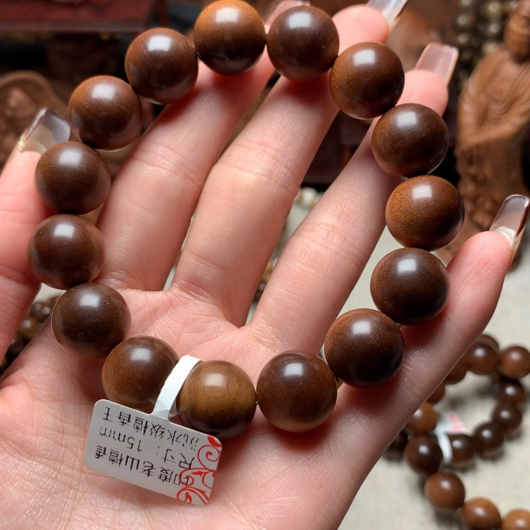 棋***缘手串/手链檀香木老山檀香1.5焦糖黑肉沉水檀香王