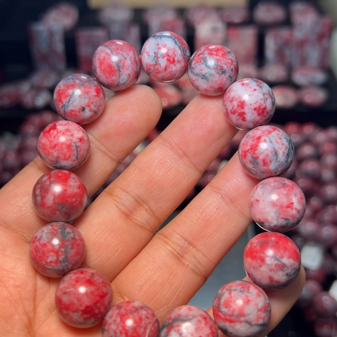 天然辰砂原石手串
