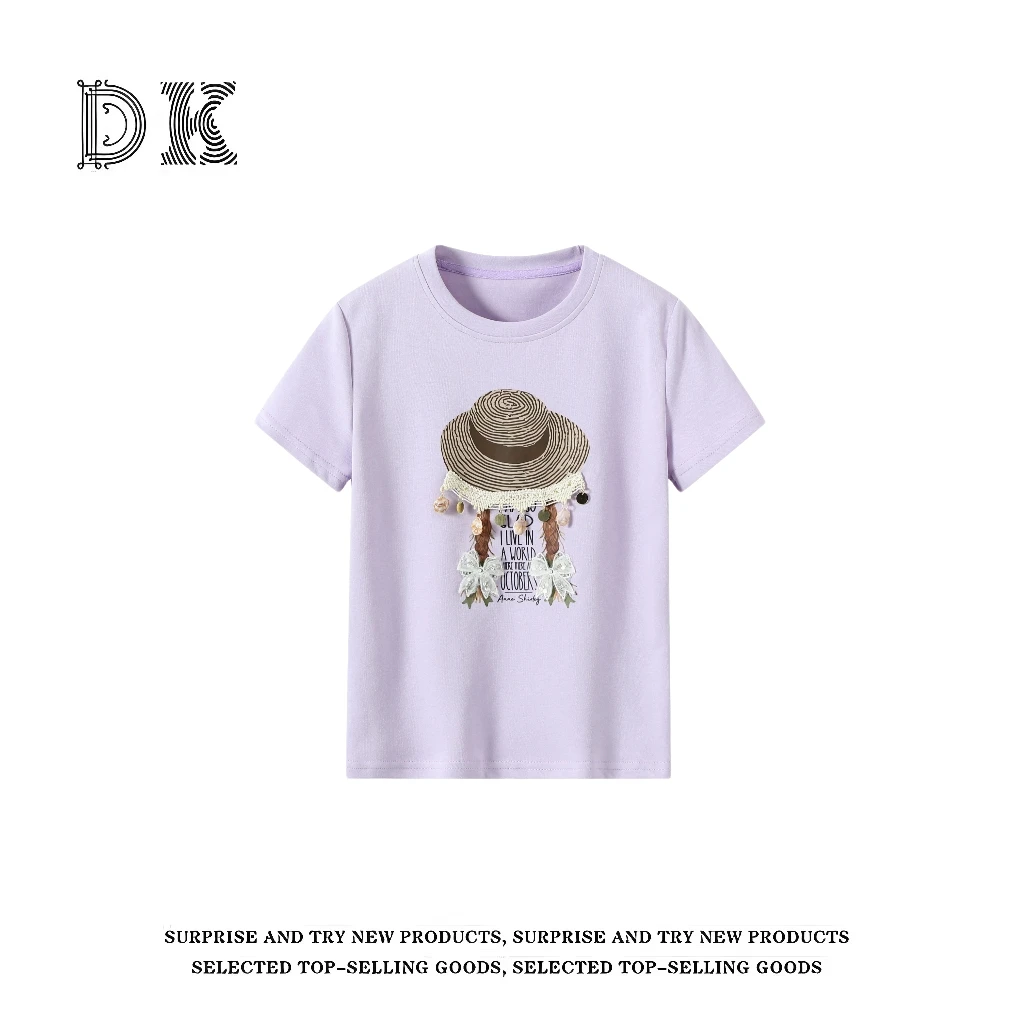 2025夏季新款生动创意圆领洋气百搭小女孩宽松休闲T恤